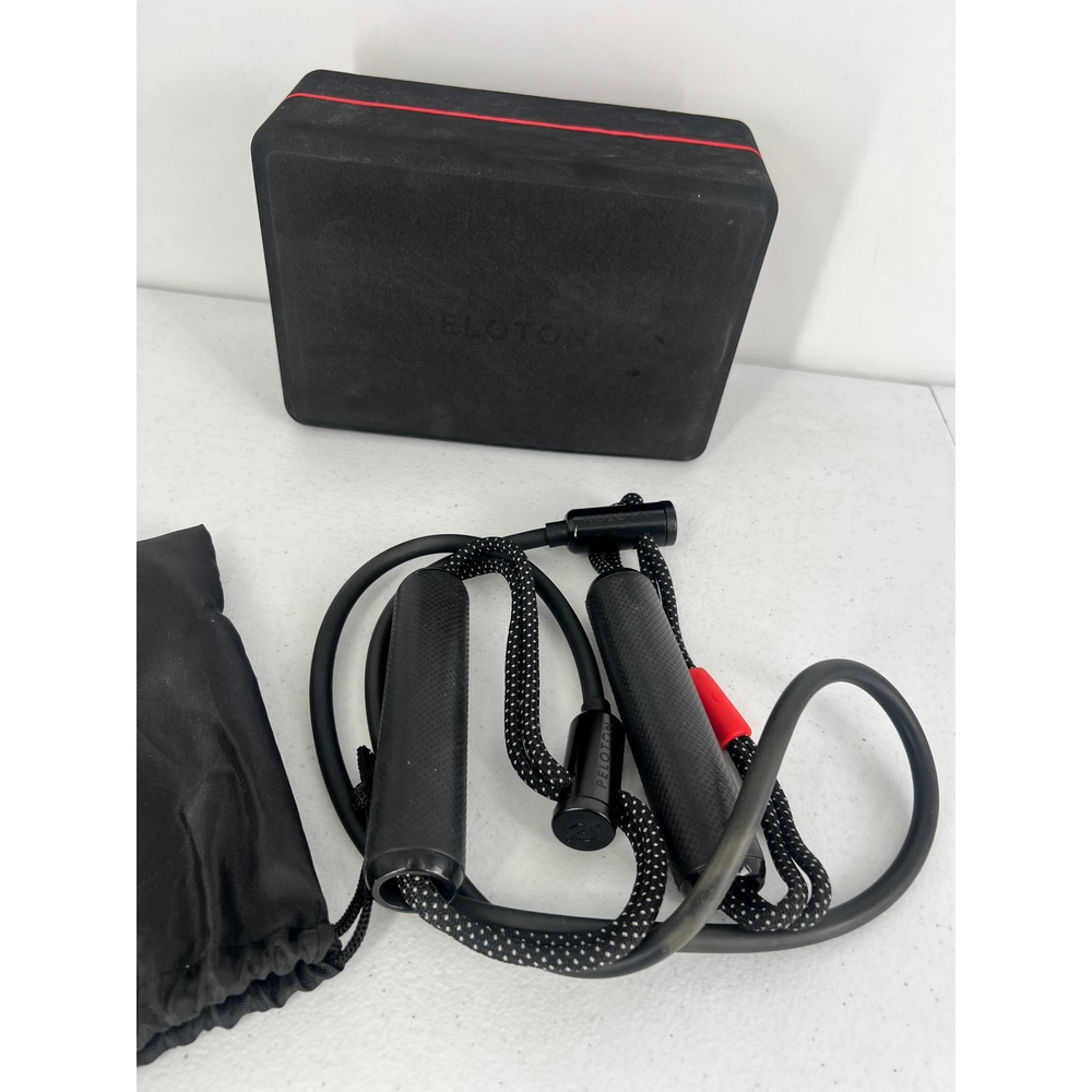 Peloton Yoga Block and Resistance Band Set Black Red Home Gym Fitness Bundle